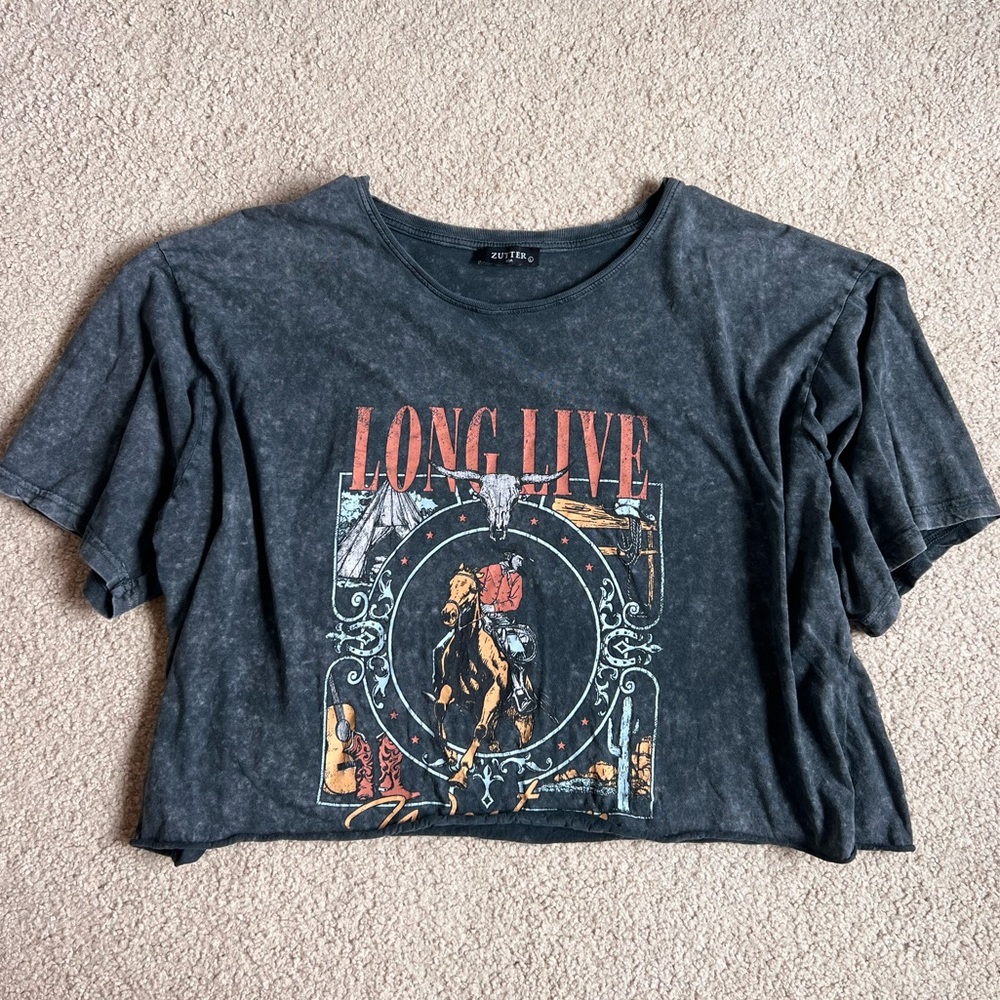 Long Live Western Graphic Crop Tee